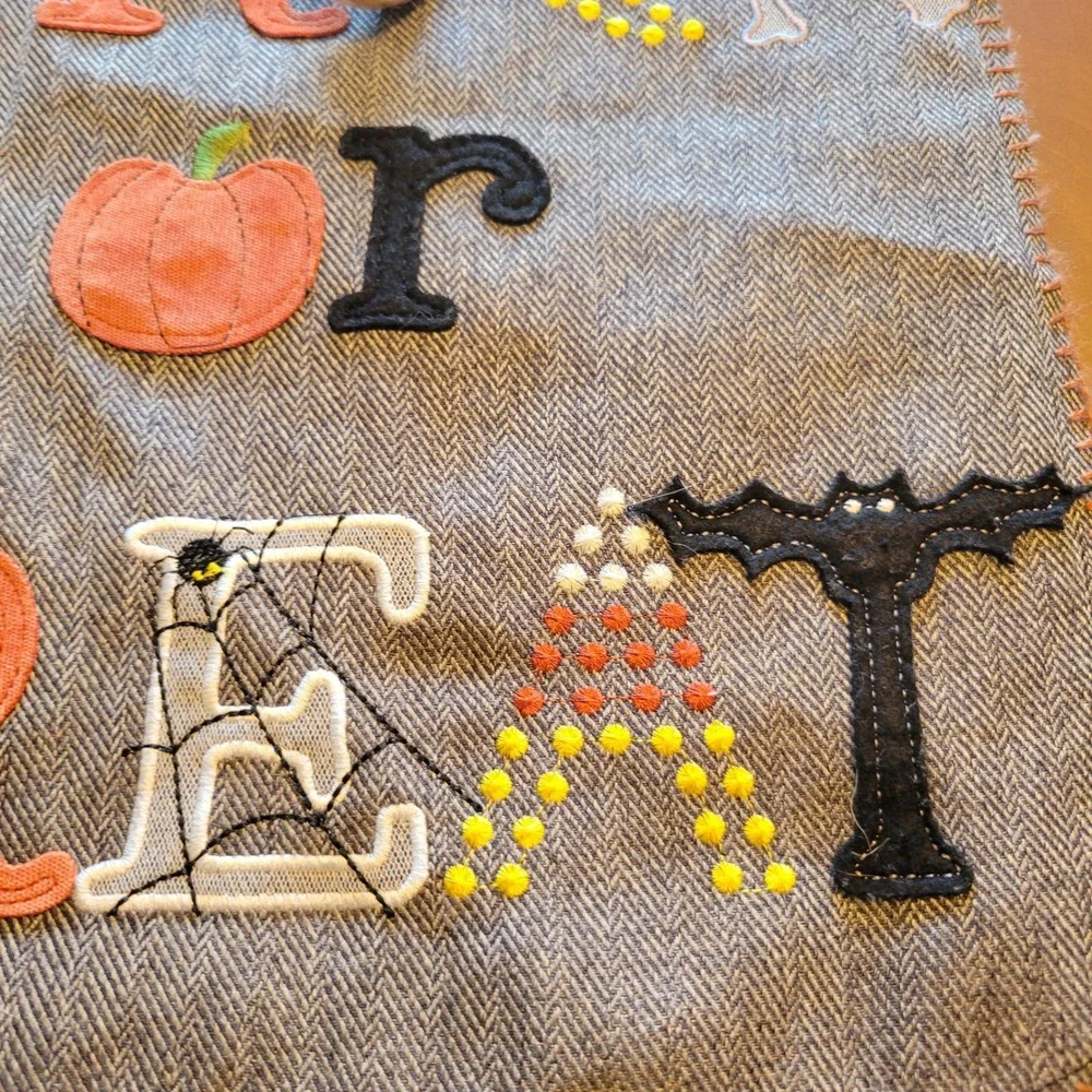 Halloween Trick or Treat Applique Table Runner Fall Decor 70x14
